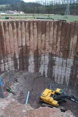 Überschnittene Bohrpfahlwand bei der Grümpentalbrücke.