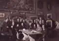 Die Romanisten im Arbeitszimmer Jandolos zusammen mit dem Gouverneur von Rom, Prinz Giangiacomo Borghese – 1941