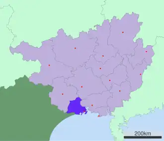 Lage Fangchenggangs in Guangxi und China