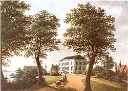 Gemälde der Seeseite des Herrenhauses mit St.&nbsp;Marien (um 1830)