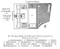 Grundriss des Dachgeschosses und Grundriss der gesamten Seminaranlage um 1897 (u.&nbsp;a. Krankenzimmer, Schlafsäle, Betsaal und Kegelschub)
