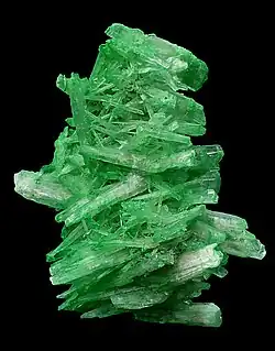 Durch Einlagerung von Kupferoxiden grün gefärbter Gips aus Swan Hill, Australien (Größe: 11,5&nbsp;cm&nbsp;×&nbsp;8&nbsp;cm&nbsp;×&nbsp;7&nbsp;cm)