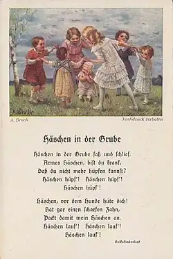 Liedpostkarte mit Spielillustration von Alois Broch