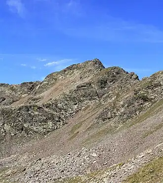 Die Hörtlanerspitze von ONO im innersten Flaggertal