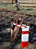 Gleissperren­signal zeigt Sh 0, nach Ablegen Wn 7