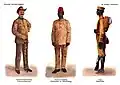 Polizisten in den deutschen Kolonien (ganz rechts: Soldat in Togo, nach 1910)