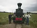 HKR5 Lokomotive der Hyvinkään–Karkkilan rautatie am Haltepunkt Raemäki der Museumseisenbahn