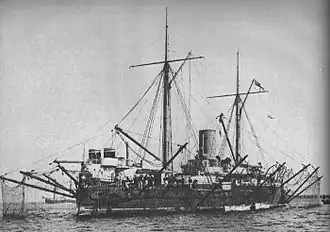 HMS Hotspur mit Torpedonetz