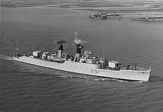 Die 1959 bei Denny als letztes Kriegsschiff gebaute Fregatte HMS Jaguar