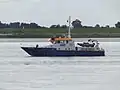 Küstenstreifenboot Hoben der WSP Mecklenburg-Vorpommern auf der Weser vor Bremerhaven