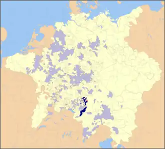 Karte des Hochstiftes Augsburg im Heiligen Römischen Reich (1648)