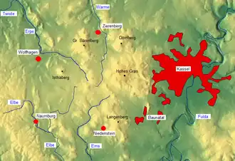 Habichtswälder Bergland mit dem Langenberg im Süden
