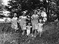 Die Prinzessinnen Margaretha, Birgitta, Désirée und Christina mit ihrem Bruder Carl Gustav (1948)