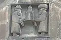 Sembat II. und sein Bruder Kjurike I., abgebildet am Eingang des Klosters Haghpat
