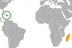 Lage von Haiti und Madagaskar