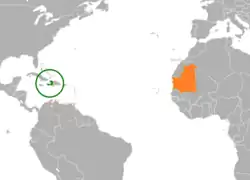 Lage von Haiti und Mauretanien