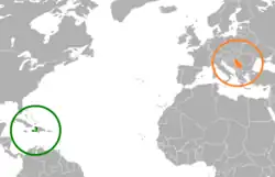Lage von Haiti und Serbien