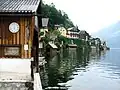 Blick von der Lände nach Norden auf Bootshäuser