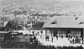 Von Süden um 1912 mit Lok T3 aus Richtung Bahnhof Schwäbisch Gmünd