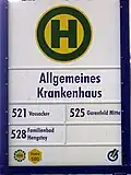Haltestellenzeichen der Hagener Straßenbahn AG mit Linienzielen; Zeichen 224 entspricht nicht den Vorgaben der StVO