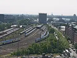 Ehemaliges Gleisvorfeld des Bahnhofs im heutigen Zustand, Blickrichtung Großmarkt (Südosten)