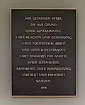 Gedenktafel aus dem Kirchenschiff