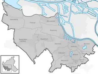 Lage der Stadtteile im Bezirk Harburg
