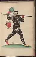 Schembartläufer mit Wappen des Stadthauptmanns Hans Kreß (um 1600)