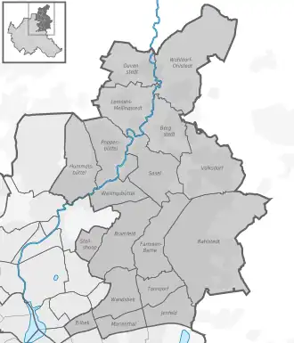 Lage der Stadtteile im Bezirk Wandsbek