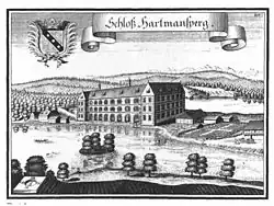 Schloss Hartmannsberg nach einem Kupferstich von Michael Wening von 1721