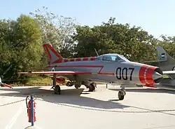 Die 1966 aus dem Irak nach Chazor desertierte MiG-21 im Museum der Israelischen Luftwaffe