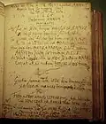 Kirchenbuch Havnbjerg, Beyerholms lateinisches Neujahrsgedicht für das Jahr 1665, unten sein Vermerk über drei Kometen-Erscheinungen im Jahr 1665 (darunter C/1664 W1, C/1665 F1), die er als schlechtes Omen ansah