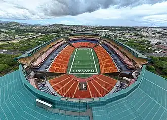 Das geschlossene Aloha Stadium im März 2024