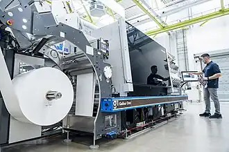 Die Etikettendruckmaschine Gallus One, die seit 2022 hergestellt wird.