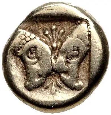 Münze aus Mytilene, ca. 454-427&nbsp;v.&nbsp;Chr. geprägt