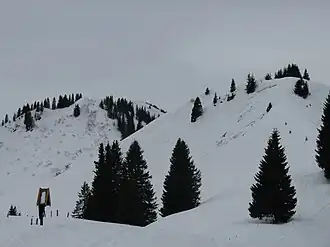 Heidelbeerkopf (links, 1768&nbsp;m&nbsp;ü.&nbsp;NHN) und Sonnenkopf