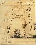 Älteste bekannte Darstellung des Heidentors von Clemens Beutler (um 1655)