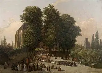 Fronleichnamprozession an der Wallfahrtskirche Heiligkreuz in Stromberg, 1840 und Das Hünengrab im Wald, 1841
