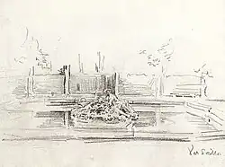 Versailles, Bassin de Flore, Hermann Heller, 1900, Bleistift / Ingres-Papier, 22,5 × 29&nbsp;cm.