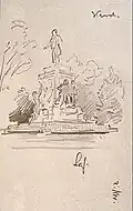 General Marquis Gilbert de Lafayette – Denkmal (Washington DC), Hermann Heller, 8. November 1903, Bleistift/Papier, 22,5&nbsp;cm × 14,1&nbsp;cm.