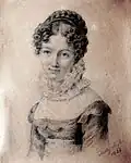 Henriette Seyler (1805–75), Tochter des Ludwig Erdwin Seyler und der Anna Henriette Gossler, gezeichnet von ihrer Schwester Molly (1822)