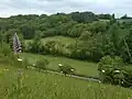 Blick ins Hergstbachtal von halber Hanghöhe im FND „Steppenheide Bachwingert“