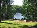 Blick aus der Herthaburg heraus über den Herthasee