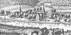 Merian-Stich von Hilwartshausen um 1650