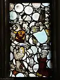 Wappen des Hans Michael Horneck von Hornberg († 1498) und seiner Gattin Martha von Balzhofen († 1510), Stifter eines historischen Glasfensters, Notburgakirche Hochhausen