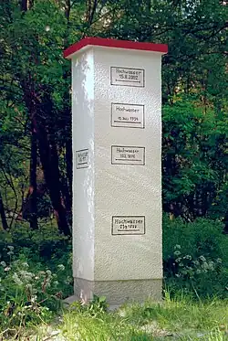 Hochwassermarken im Nationalpark Donau-Auen