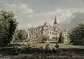 Schloss Fünfkirchen um 1850, Aquarell von Joseph Höger