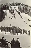 Springen auf der Schanze 1901