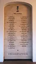 Gedenktafel für gefallene Seeleute im Zweiten Weltkrieg in der großen Kapelle