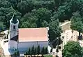Blick auf die römisch-katholische Kirche Kisboldogasszony